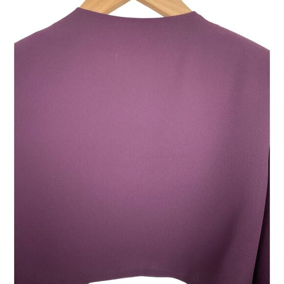 After Dark Maroon Cropped Bolero Jacket Sheer Sleeves Beaded Embroidery 10P - Picture 6 of 8